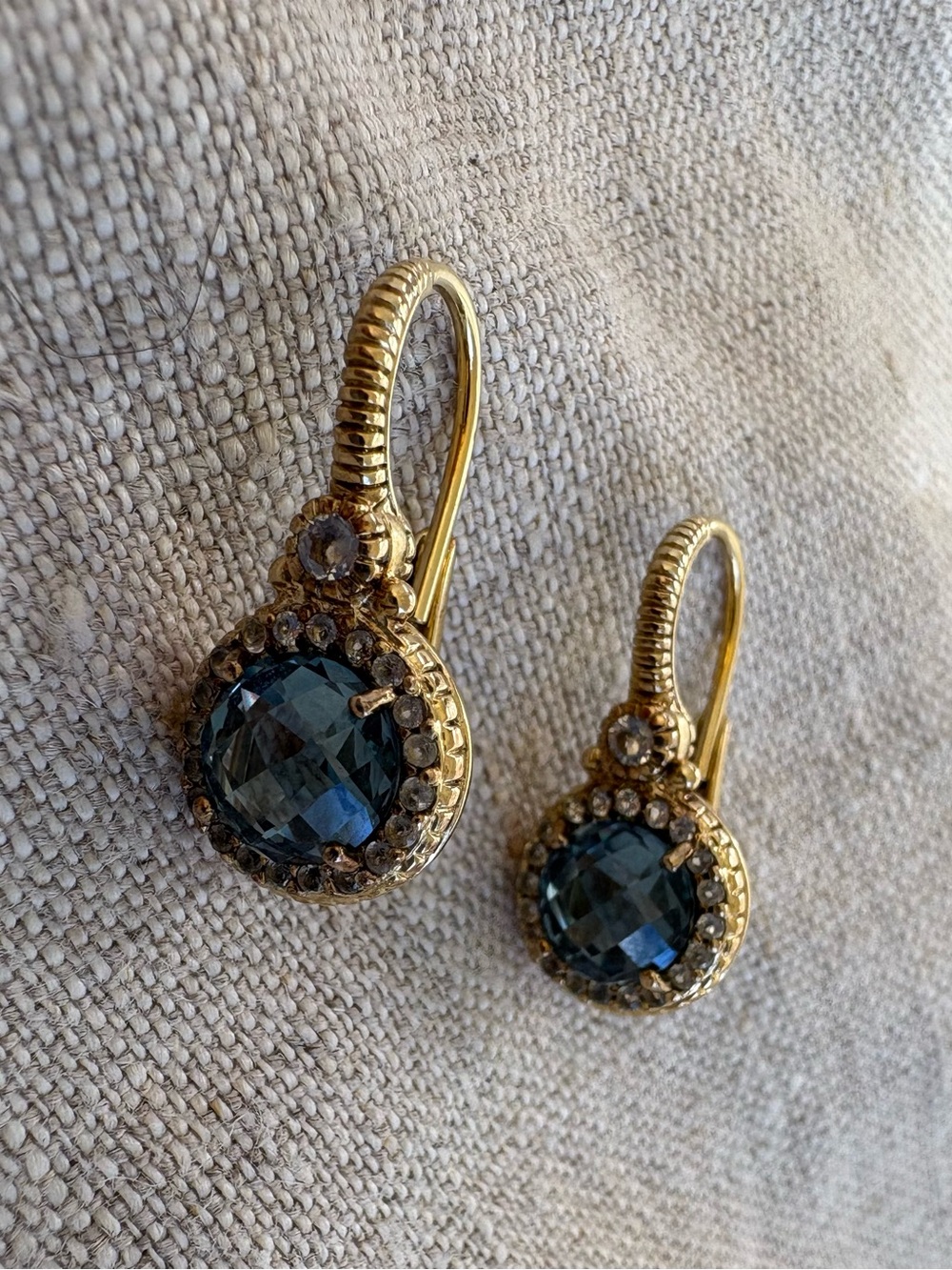 JUDITH RIPKA 14K Plated STERLING SILVER BLUE EARRINGS NEW - Picture 2 of 13